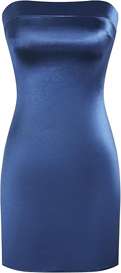 Women Tube Satin Mini Dress Bodycon Backless Silk Wedding Guest Cocktail Dresses